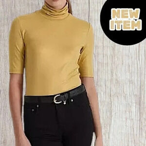 Lauren Ralph Lauren short sleeve turtle neck sparkly gold top Sizes S/P & XL